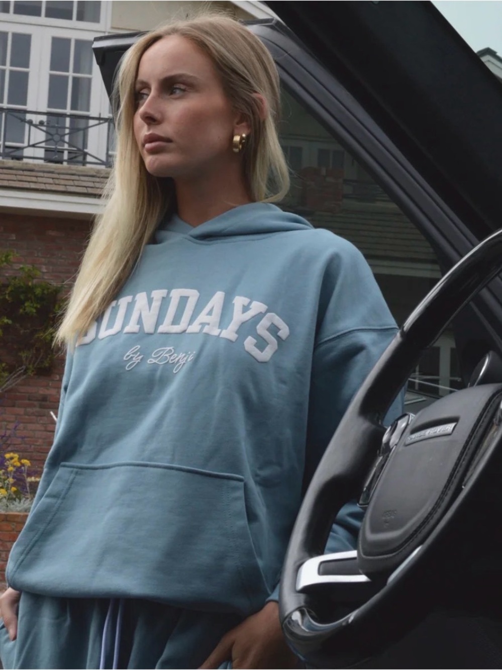 Sundays by Benji Dusty Blue Varsity Hoodie + Sweatpants Set – Small (Unisex)